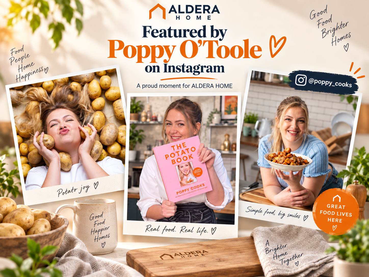 ALDERA HOME feature collage with Poppy O'Toole