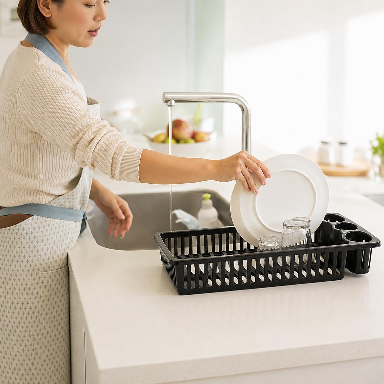 ALDERA HOME plastic dish drainer with cutlery holder